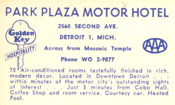 Park Plaza Motor Hotel Detroit MI - WaterWinterWonderland.com - Lodgin